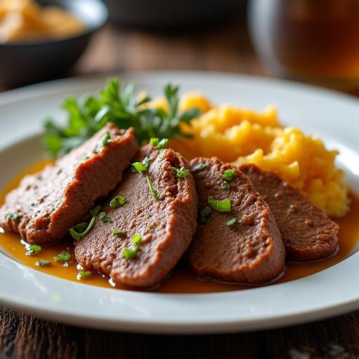 Teller mit traditionellem Berner Kalbsgeschnetzeltem und Rösti
